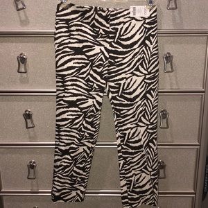 Zebra Print Side Zip Cropped Pants